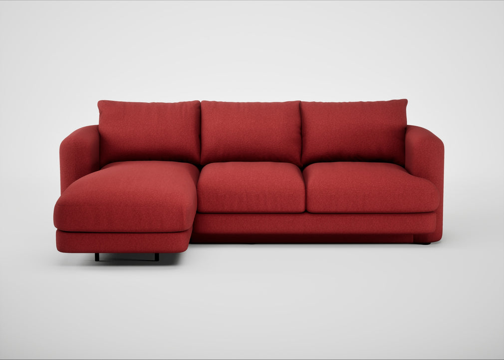 Rafi Left Hand Facing Chaise Sofa Melton Wool Red Oxide