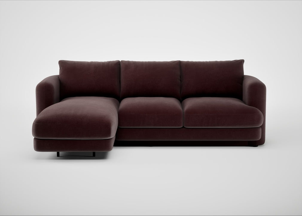 Rafi Left Hand Facing Chaise Sofa Smart Luxe Velvet Acorn