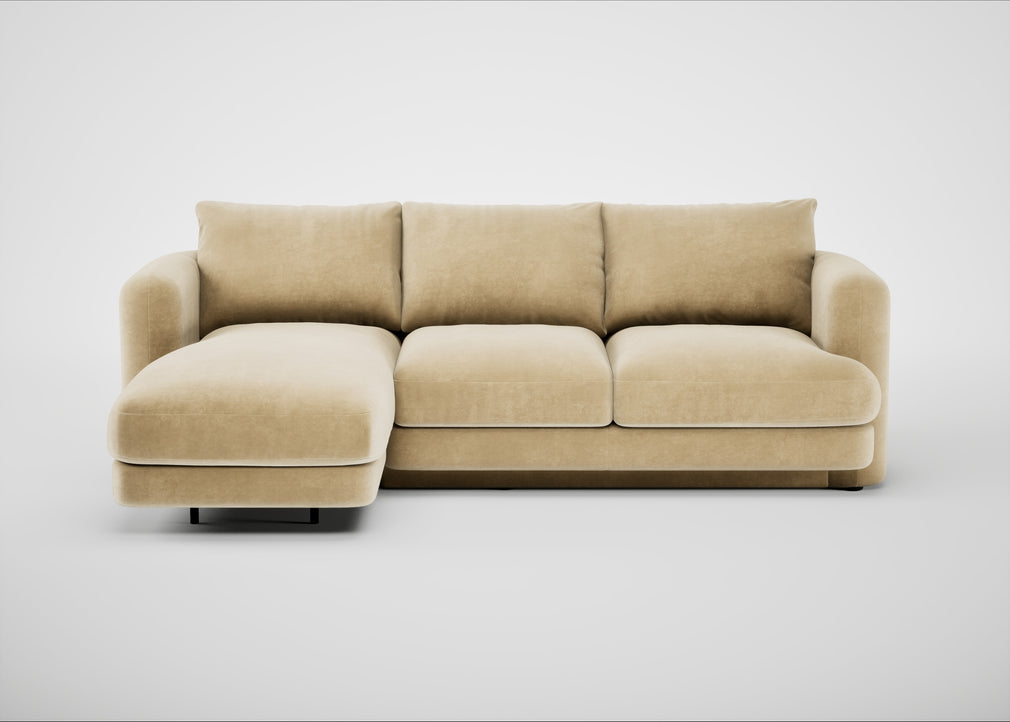 Rafi Left Hand Facing Chaise Sofa Smart Luxe Velvet Biscuit