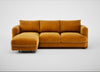 Rafi Left Hand Facing Chaise Sofa Smart Luxe Velvet Cognac