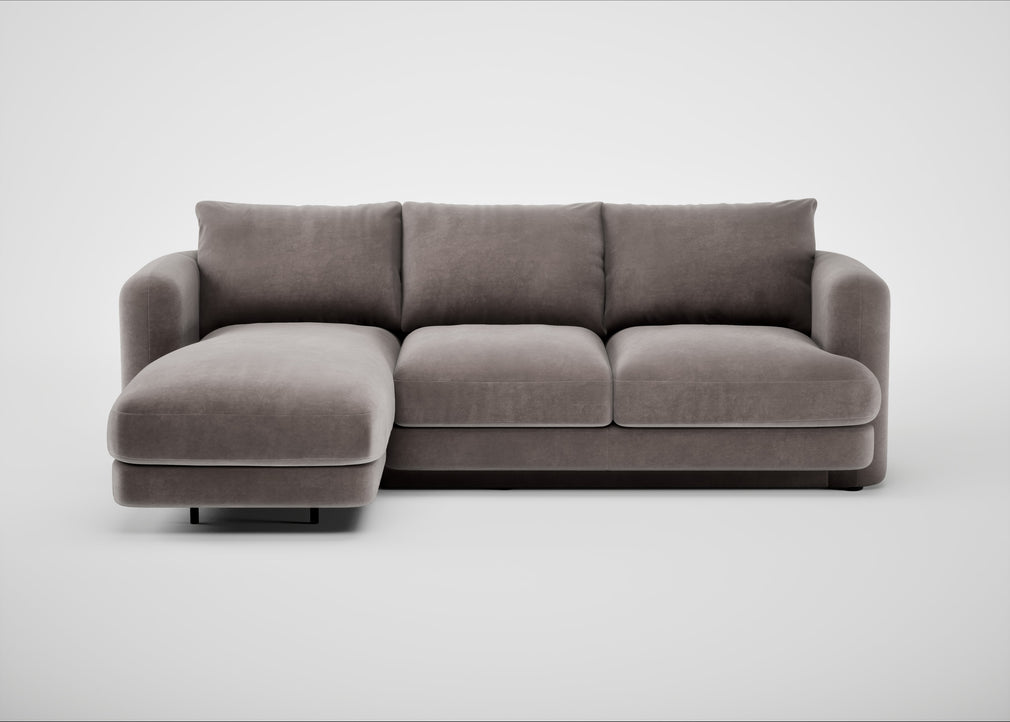 Rafi Left Hand Facing Chaise Sofa Smart Luxe Velvet Mushroom