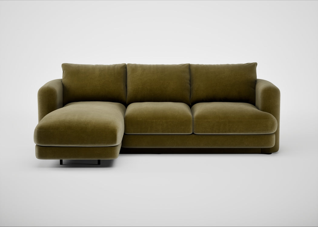 Rafi Left Hand Facing Chaise Sofa Smart Luxe Velvet Peridot