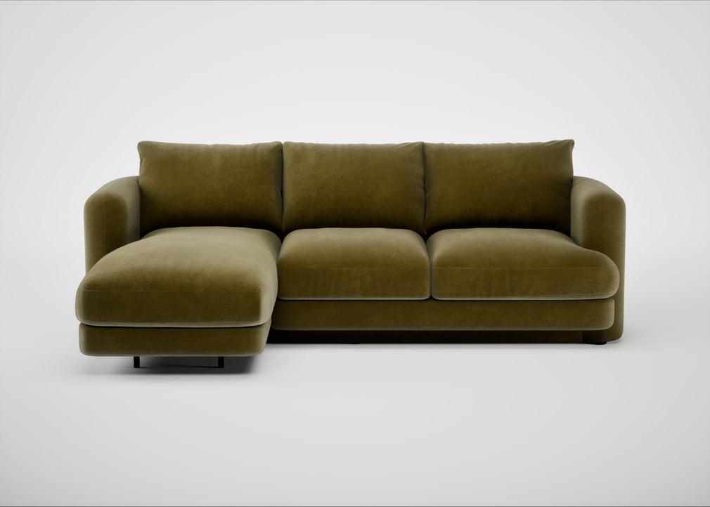 Rafi Left Hand Facing Chaise Sofa Smart Luxe Velvet Peridot