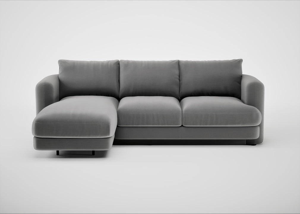 Rafi Left Hand Facing Chaise Sofa Smart Velvet Mercury
