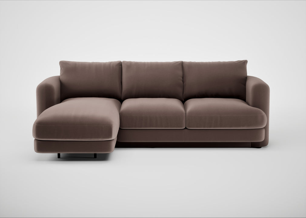 Rafi Left Hand Facing Chaise Sofa Smart Velvet Mouse