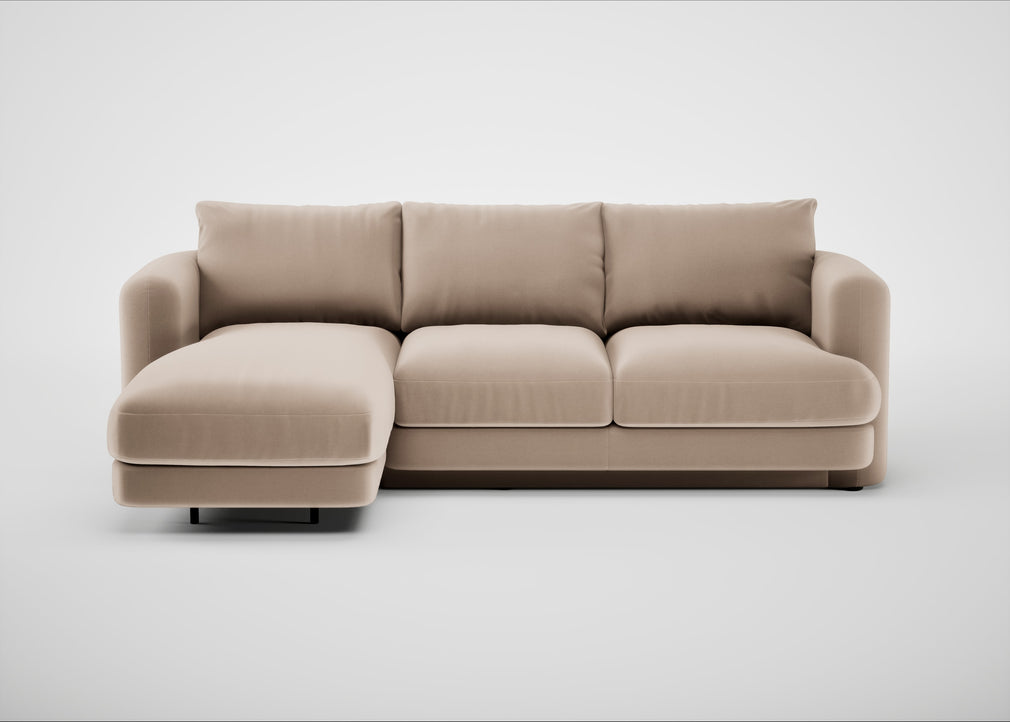 Rafi Left Hand Facing Chaise Sofa Smart Velvet Pebble