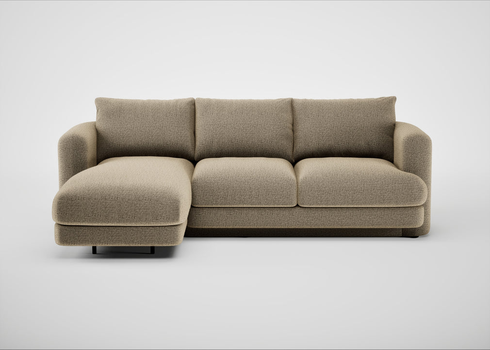 Rafi Left Hand Facing Chaise Sofa Boucle Velvet Rocky