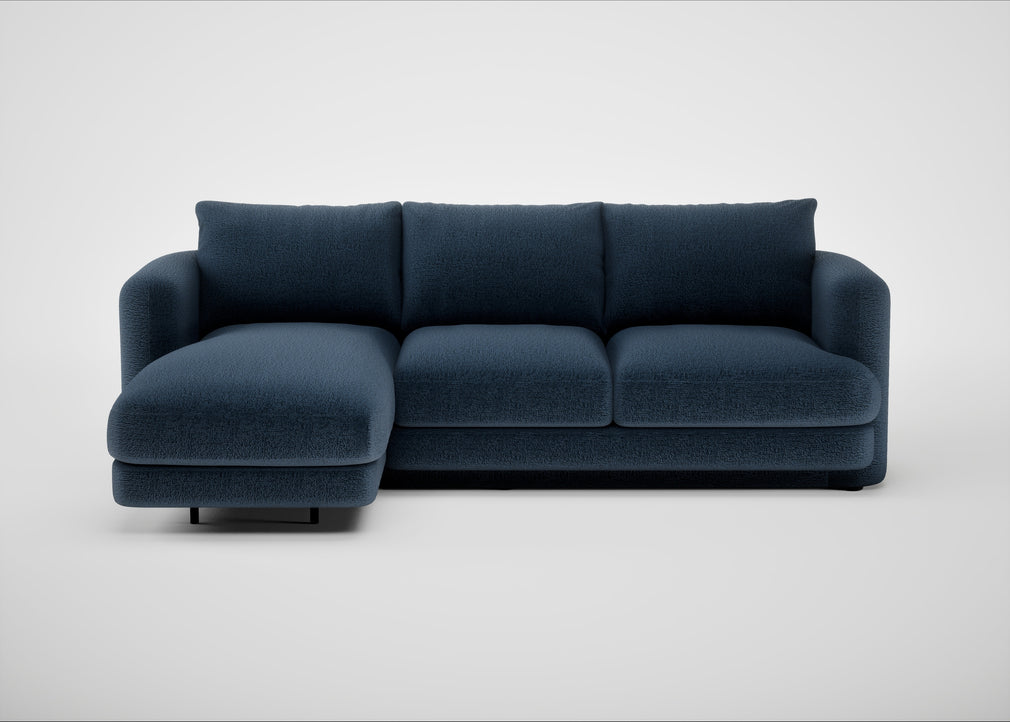 Rafi Left Hand Facing Chaise Sofa Boucle Velvet Space