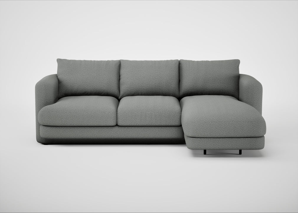 Rafi Right Hand Facing Chaise Sofa Boucle Steel