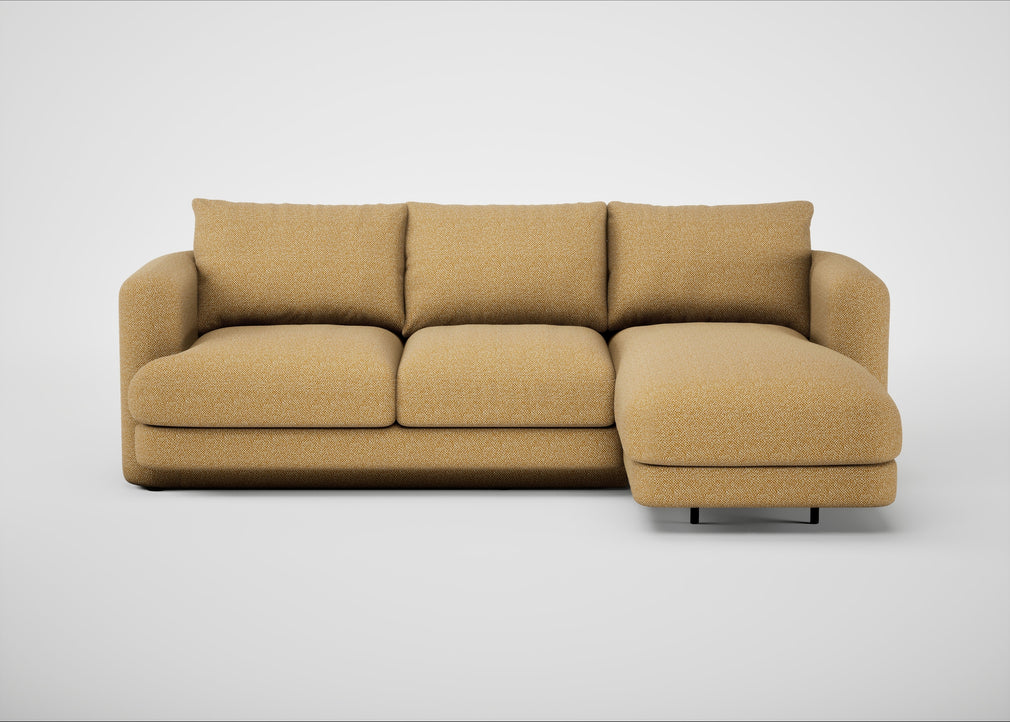Rafi Right Hand Facing Chaise Sofa Boucle Tweed Citrine