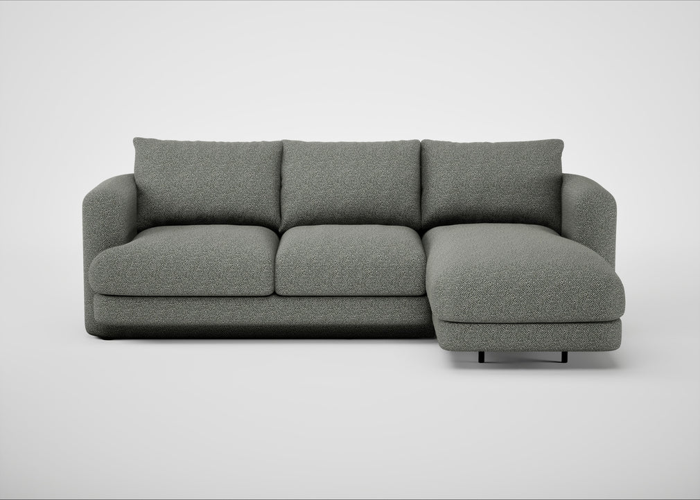 Rafi Right Hand Facing Chaise Sofa Boucle Tweed Lapis
