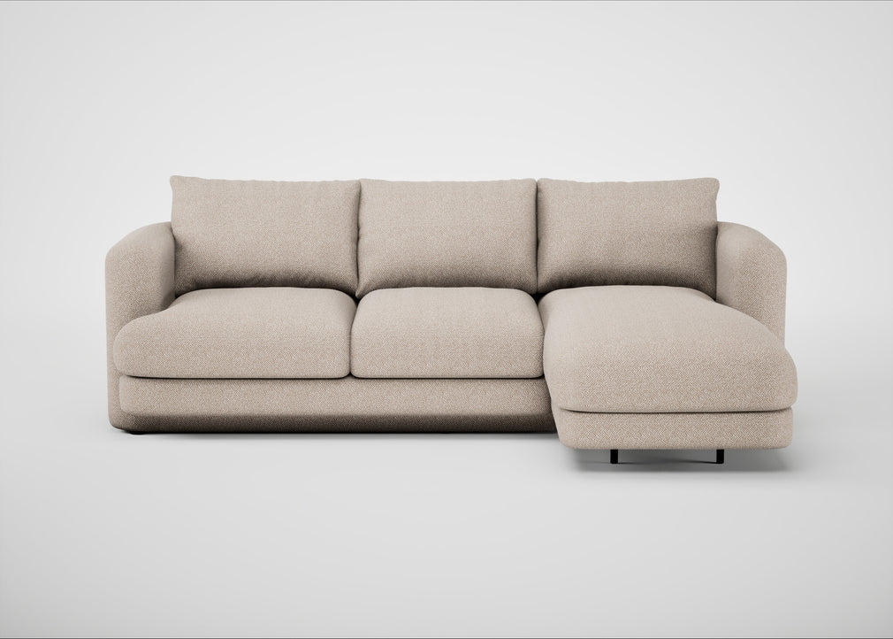 Rafi Right Hand Facing Chaise Sofa Boucle Tweed Pearl