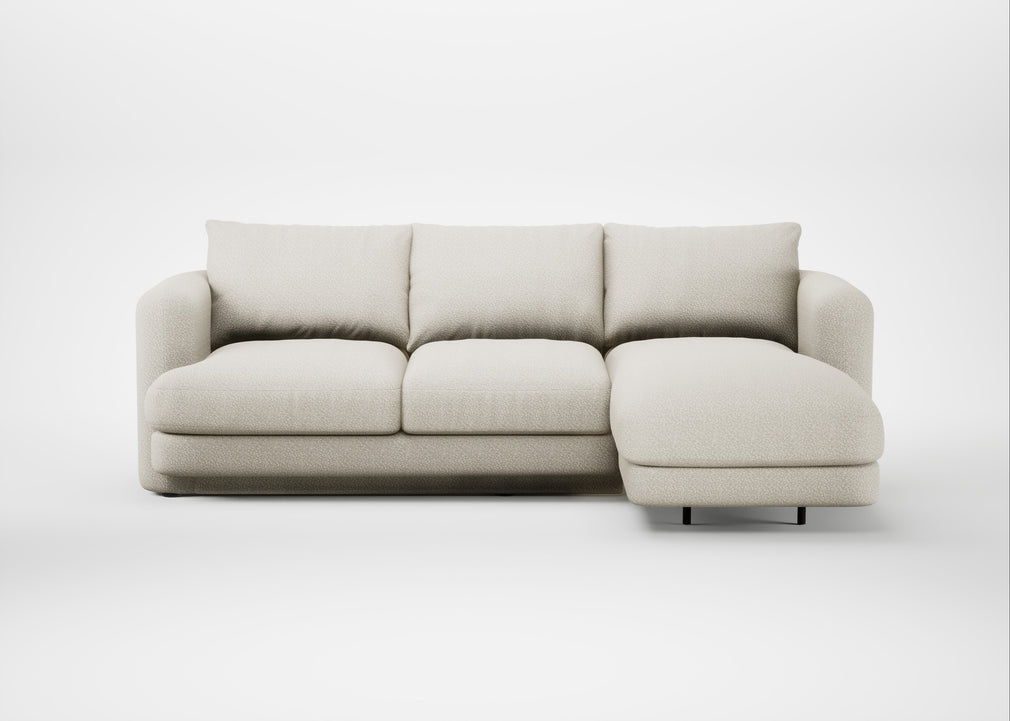 Rafi Right Hand Facing Chaise Sofa Chunky Boucle Ecru