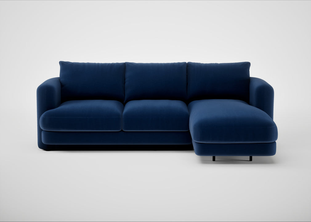 Rafi Right Hand Facing Chaise Sofa Cotton Velvet Midnight