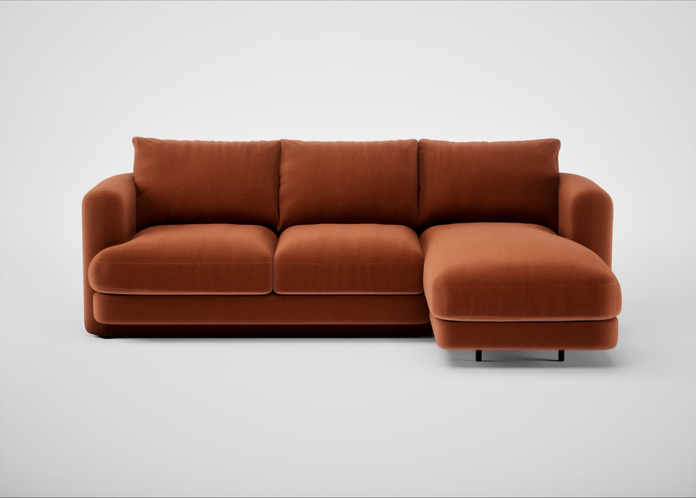 Rafi Right Hand Facing Chaise Sofa Cotton Velvet Russet
