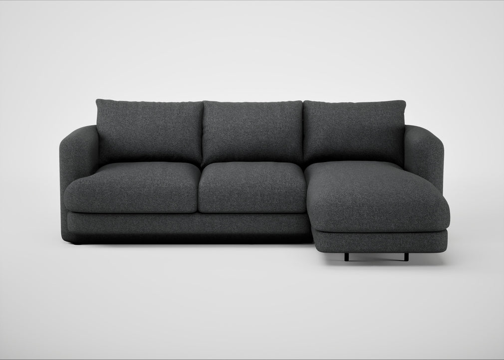 Rafi Right Hand Facing Chaise Sofa Melton Wool Granite