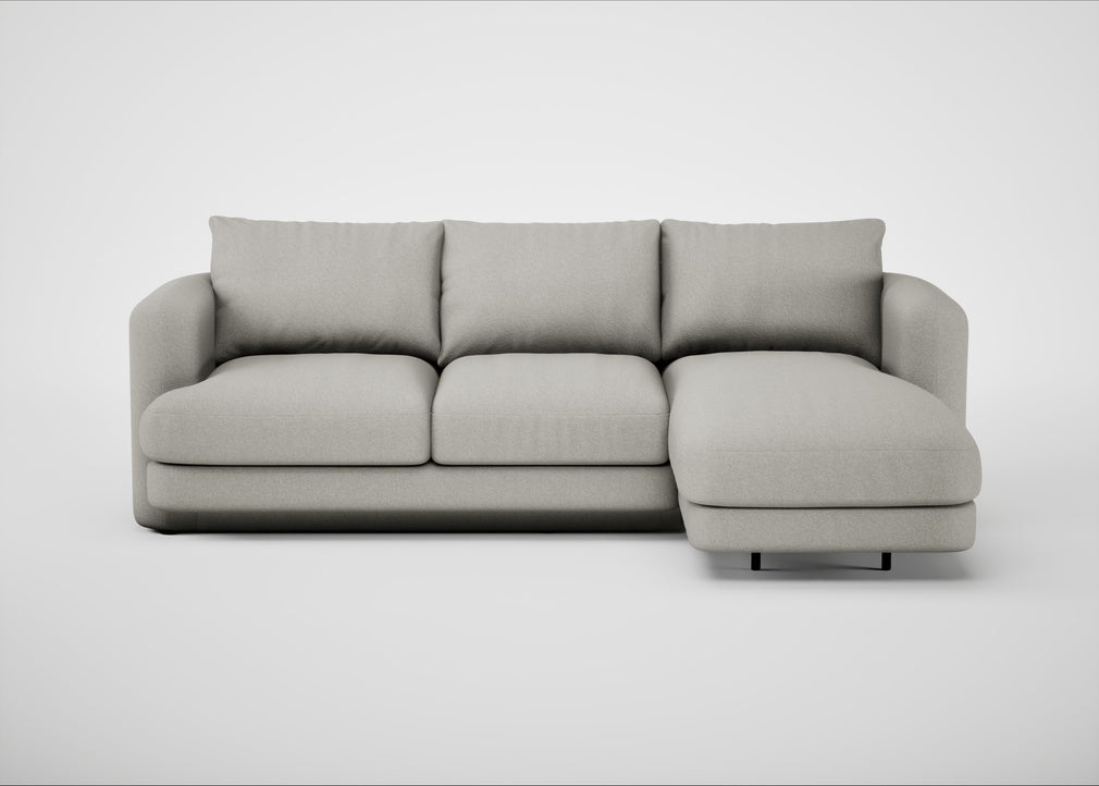 Rafi Right Hand Facing Chaise Sofa Melton Wool Limestone