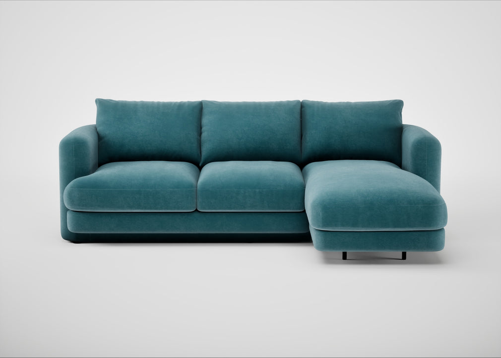 Rafi Right Hand Facing Chaise Sofa Smart Luxe Velvet Acorn