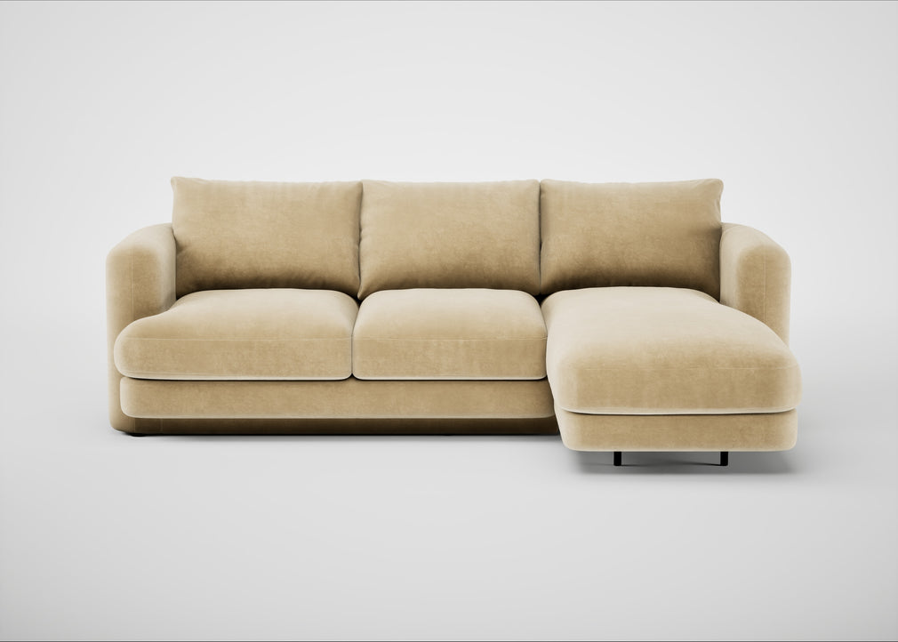 Rafi Right Hand Facing Chaise Sofa Smart Luxe Velvet Biscuit