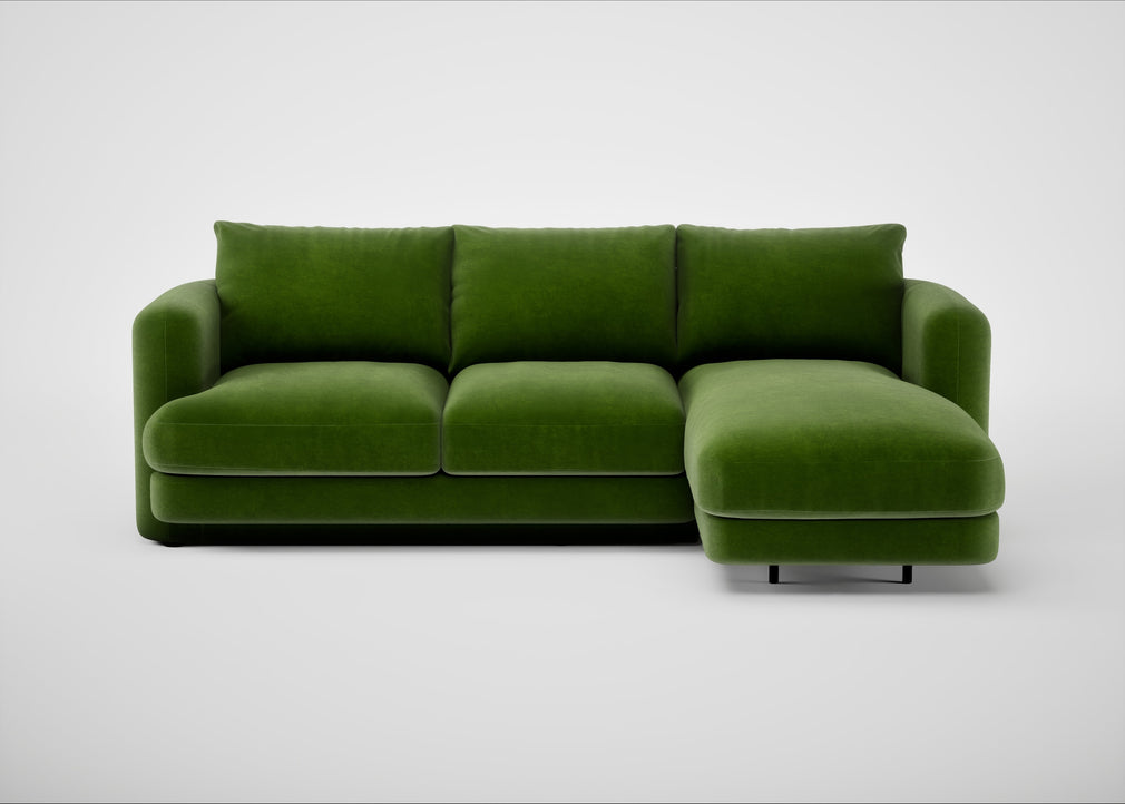 Rafi Right Hand Facing Chaise Sofa Smart Luxe Velvet Grass