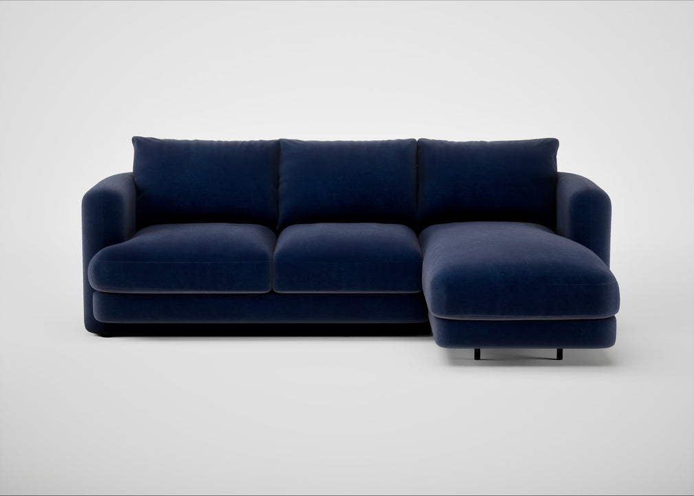 Rafi Right Hand Facing Chaise Sofa Smart Luxe Velvet Midnight