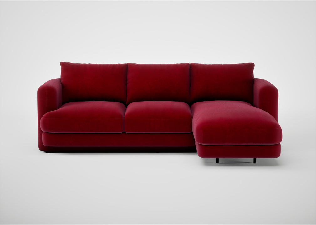 Rafi Right Hand Facing Chaise Sofa Smart Luxe Velvet Mulberry
