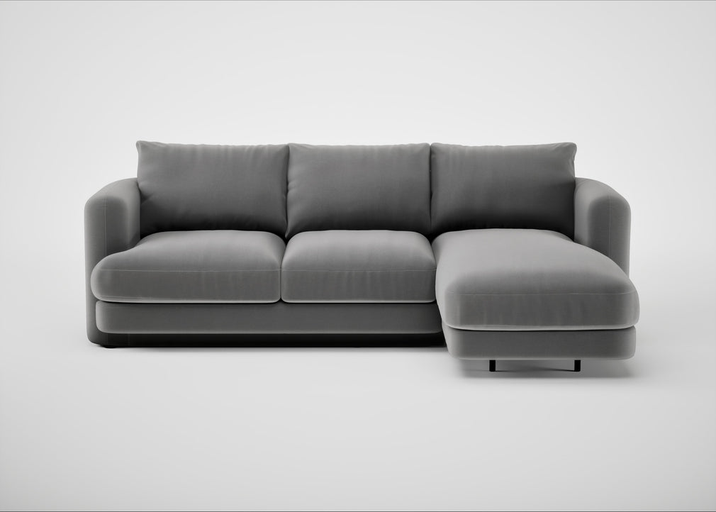 Rafi Right Hand Facing Chaise Sofa Smart Velvet Mercury