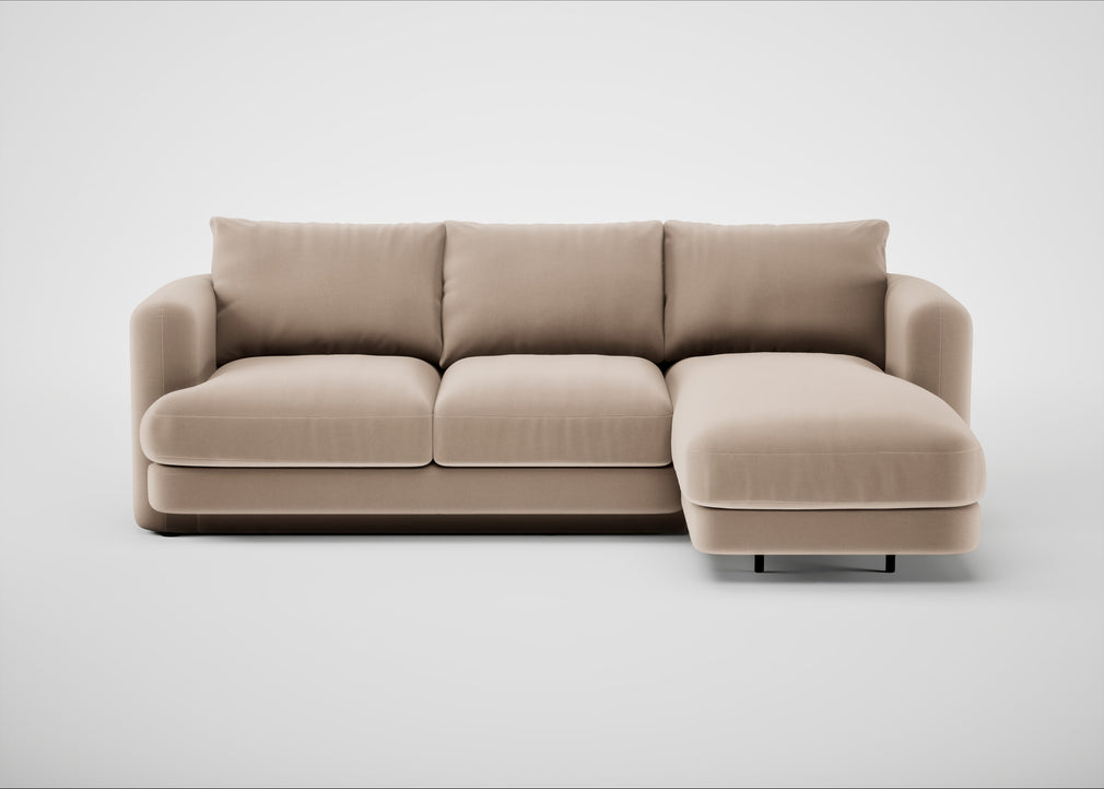 Rafi Right Hand Facing Chaise Sofa Smart Velvet Pebble