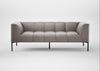 Quadro 3 Seater Sofa Daino Leather Elephant / Black