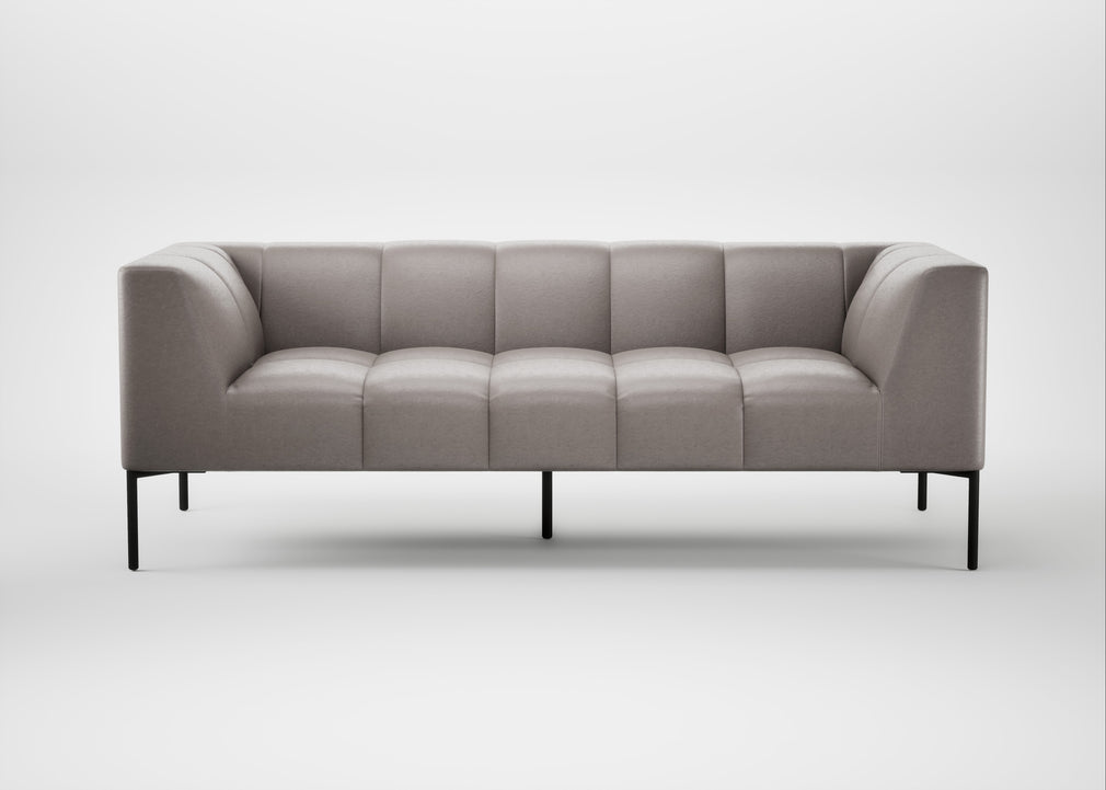 Quadro 3 Seater Sofa Daino Leather Elephant / Black