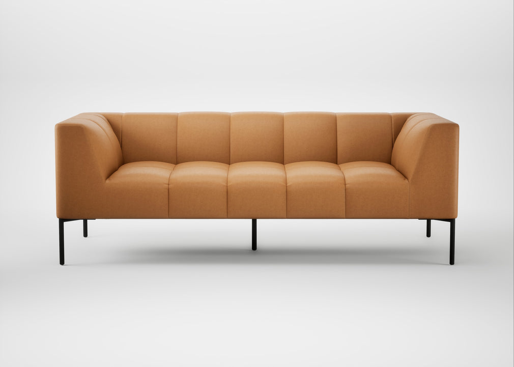 Quadro 3 Seater Sofa Daino Leather Parchment / Black