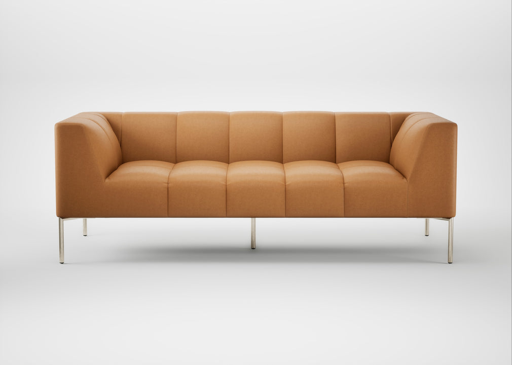 Quadro 3 Seater Sofa Daino Leather Parchment / Stainless Steel