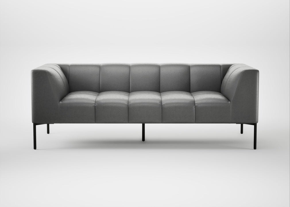 Quadro 3 Seater Sofa Daino Leather Steel / Black