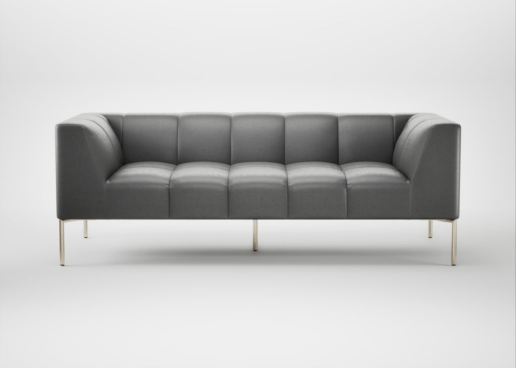 Quadro 3 Seater Sofa Daino Leather Steel / Stainless Steel