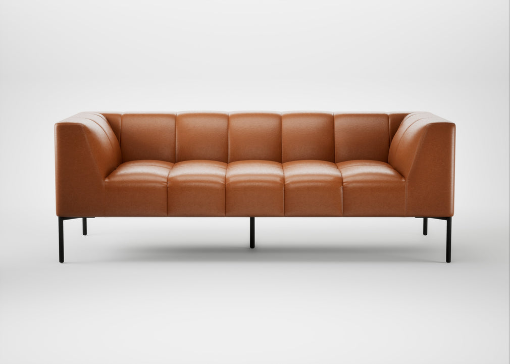 Quadro 3 Seater Sofa Daino Leather Treacle / Black