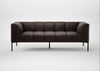 Quadro 3 Seater Sofa Leather Grain Chocolate 066 / Black
