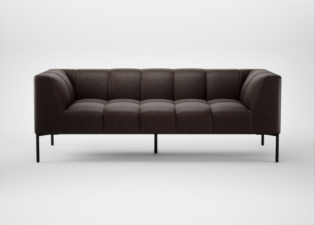 Quadro 3 Seater Sofa Leather Grain Chocolate 066 / Black