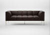 Quadro 3 Seater Sofa Leather Grain Chocolate 066 / Stainless Steel