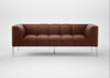 Quadro 3 Seater Sofa Leather Grain Dark Brown 068 / Stainless Steel