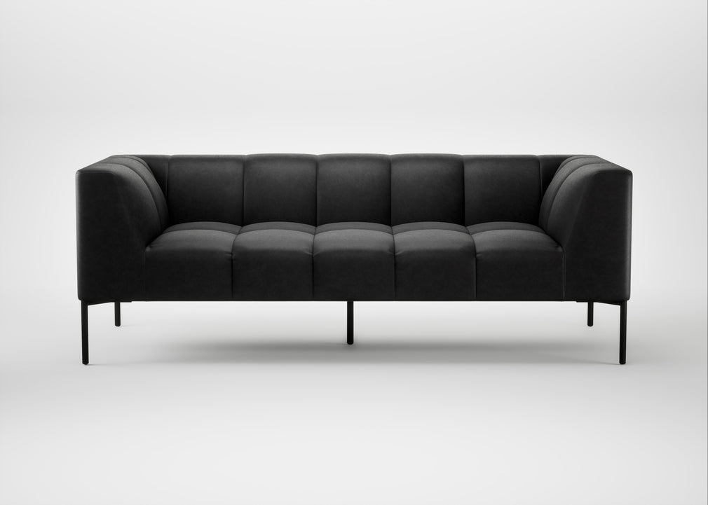Quadro 3 Seater Sofa Leather Grain Graphite 063 / Black