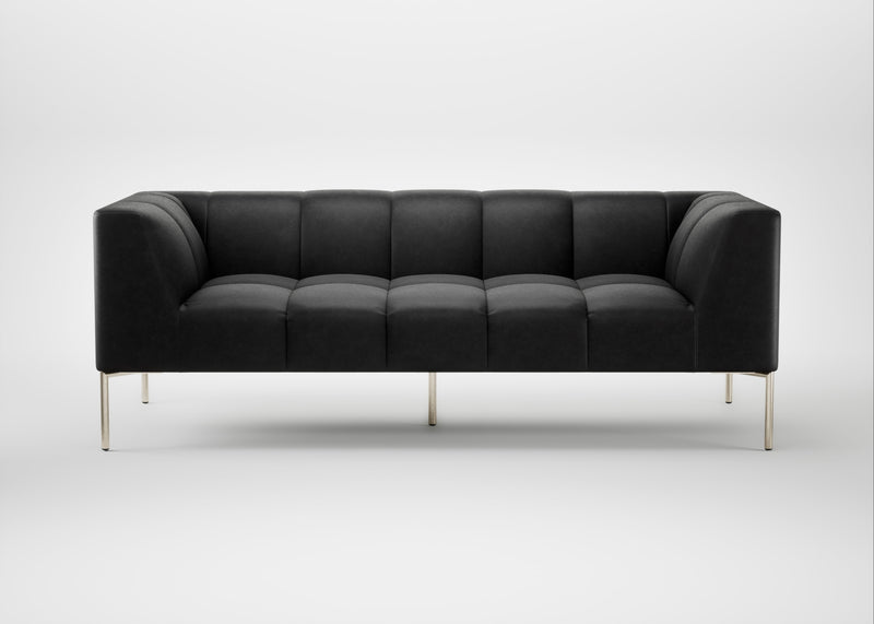 Quadro 3 Seater Sofa Leather Grain Graphite 063 / Stainless Steel