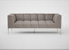 Quadro 3 Seater Sofa Leather Grain Light Grey 060 / Stainless Steel