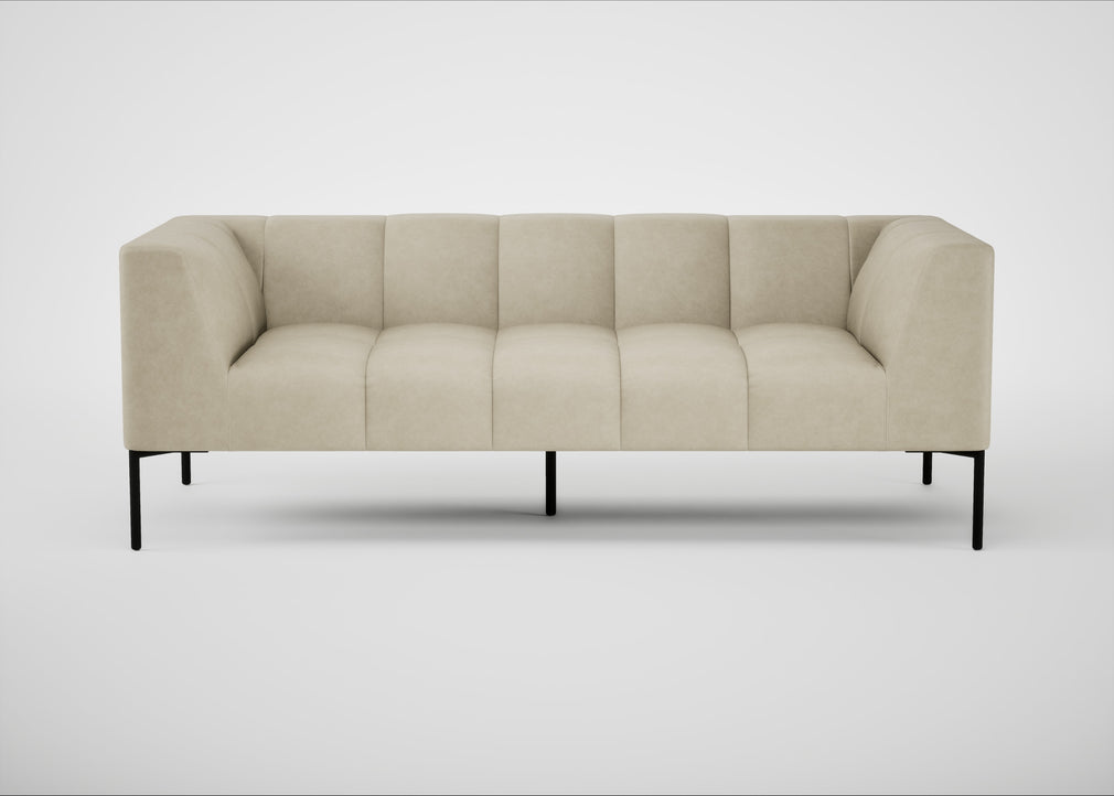 Quadro 3 Seater Sofa Leather Grain Storm 006 / Black
