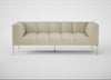 Quadro 3 Seater Sofa Leather Grain Storm 006 / Stainless Steel