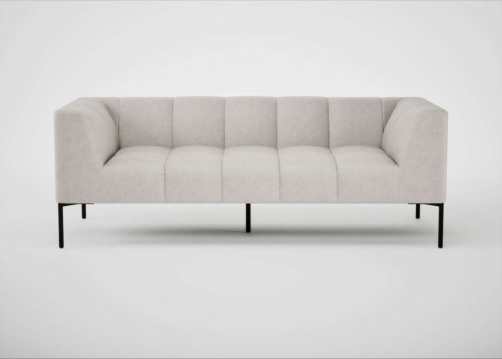 Quadro 3 Seater Sofa Leather Grain White 000 / Black