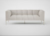 Quadro 3 Seater Sofa Leather Grain White 000 / Stainless Steel