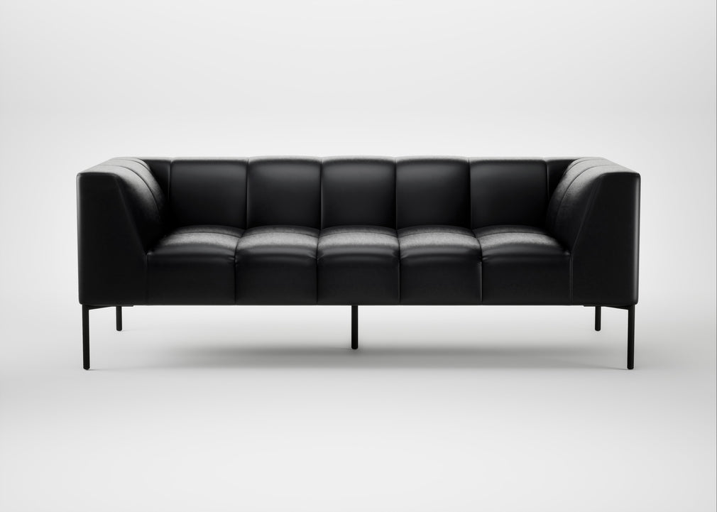Quadro 3 Seater Sofa Leather Stonewash Black 263 / Black