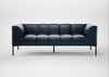 Quadro 3 Seater Sofa Leather Stonewash Navy Blue 279 / Black