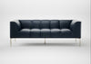 Quadro 3 Seater Sofa Leather Stonewash Navy Blue 279 / Stainless Steel