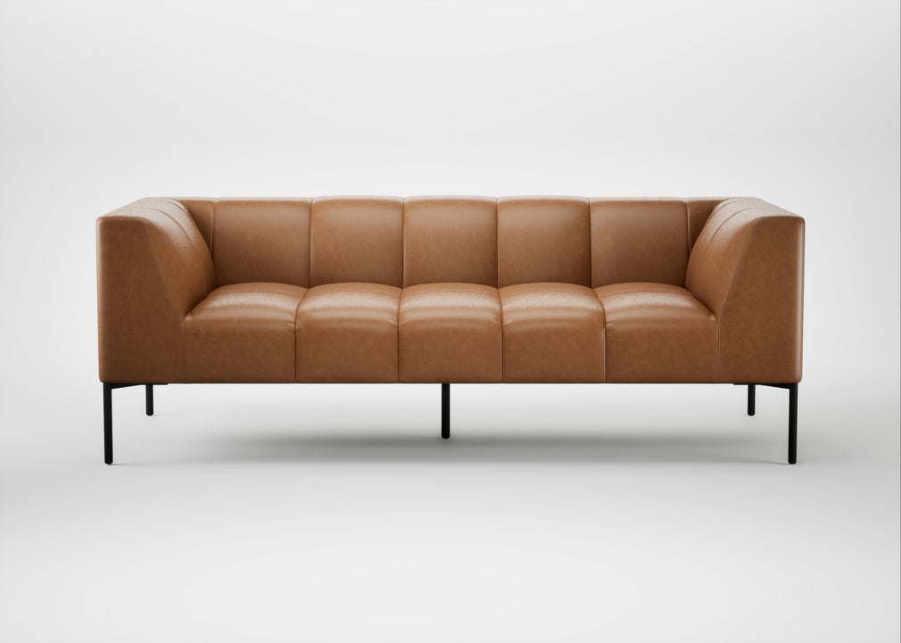 Quadro 3 Seater Sofa Leather Stonewash Toffee 277 / Black